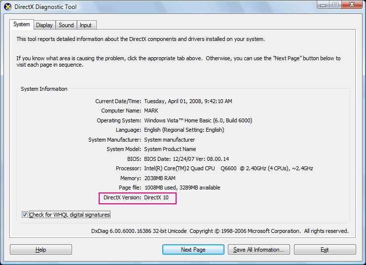 how to find directx version